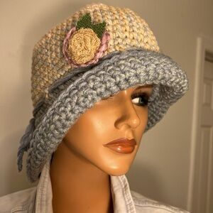 Handcrafted  Crochet Hat Wide Brim Hat Crochet Flapper Hat